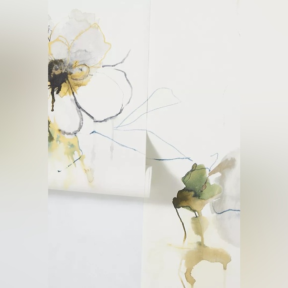 Anemone Watercolor Floral Wallpaper NIP - Picture 3 of 4